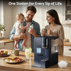 Flamemore 3-in-1 Countertop Water Dispenser with Ice Maker, Drip Coffee Maker, Hot/Cold Water & Bullet Ice, Self-Cleaning, UV Sterilization
