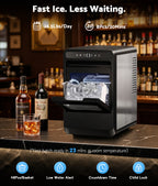 Flamemore Clear Ice Cube Maker, 8 Crystal Clear 1.2" Large Jelly Ice Cubes in 20 Mins, Slow-Melting, 24H Timer, Self-Cleaning, for Home Whiskey, Cocktails & Bourbon
