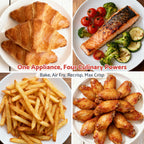 Flamemore Crispi Air Fryer with 4 Presets, Non Toxic Glass, Portable 4 QT & 6 Cup Glass Containers with Lids, Dishwasher Safe, Dark Gray