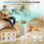 Flamemore HEPA Air Purifier for Home Large Room, Dual H11 and H13 HEPA Filtration, Air Cleaner with 360° Air Intake, WiFi PM2.5 Monitor, 275 CFM CADR, Magnetic Easy-Access Cover, Gray