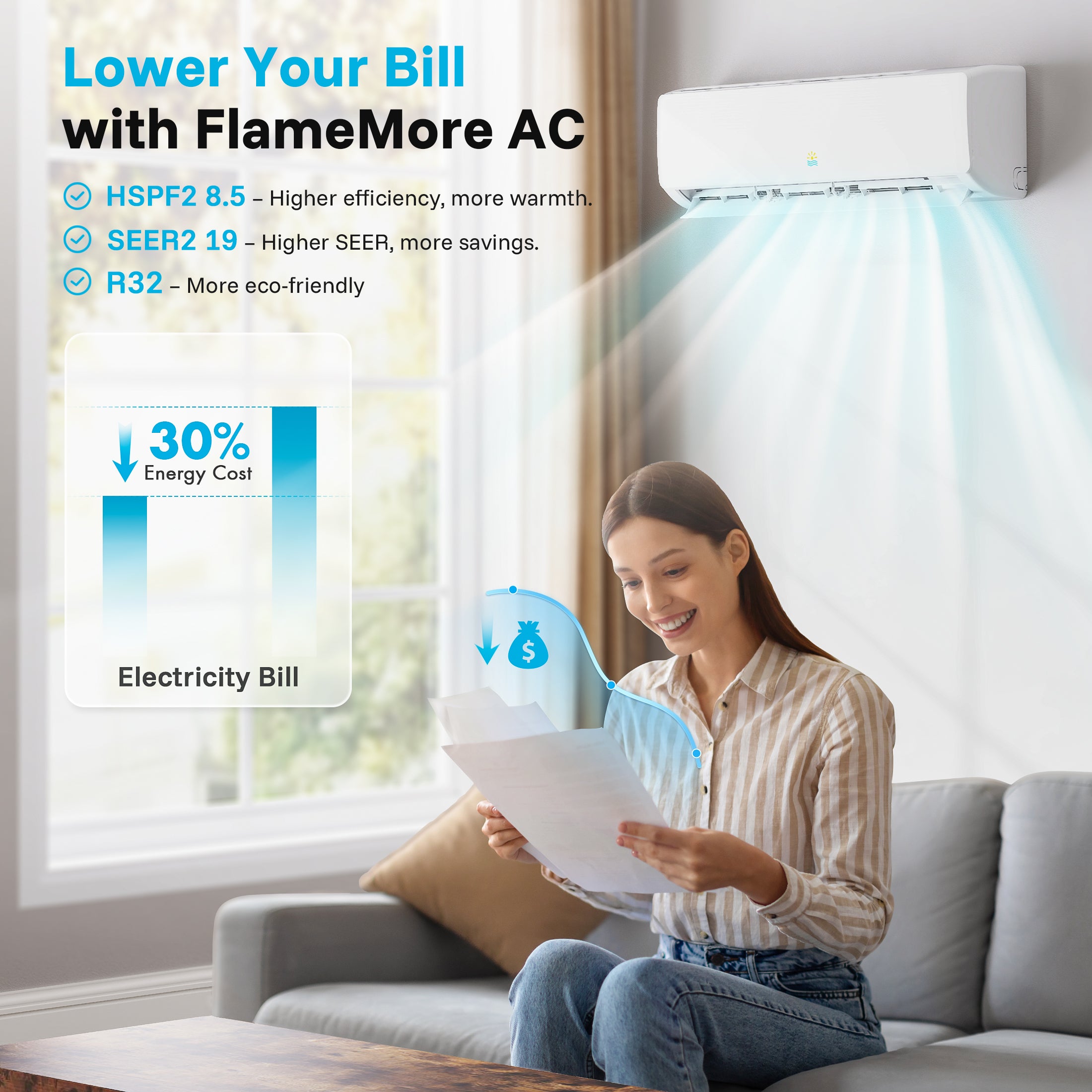 FlameMore 12000 BTU Mini Split AC #OAS-01_12K-115V