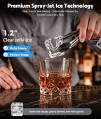 Flamemore Clear Ice Cube Maker, 8 Crystal Clear 1.2" Large Jelly Ice Cubes in 20 Mins, Slow-Melting, 24H Timer, Self-Cleaning, for Home Whiskey, Cocktails & Bourbon
