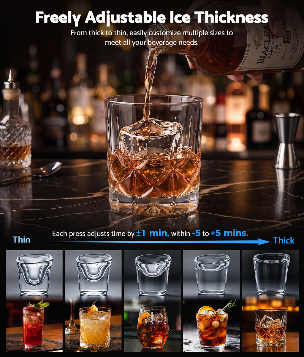Flamemore Clear Ice Cube Maker, 8 Crystal Clear 1.2" Large Jelly Ice Cubes in 20 Mins, Slow-Melting, 24H Timer, Self-Cleaning, for Home Whiskey, Cocktails & Bourbon