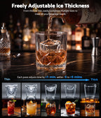 Flamemore Clear Ice Cube Maker, 8 Crystal Clear 1.2" Large Jelly Ice Cubes in 20 Mins, Slow-Melting, 24H Timer, Self-Cleaning, for Home Whiskey, Cocktails & Bourbon