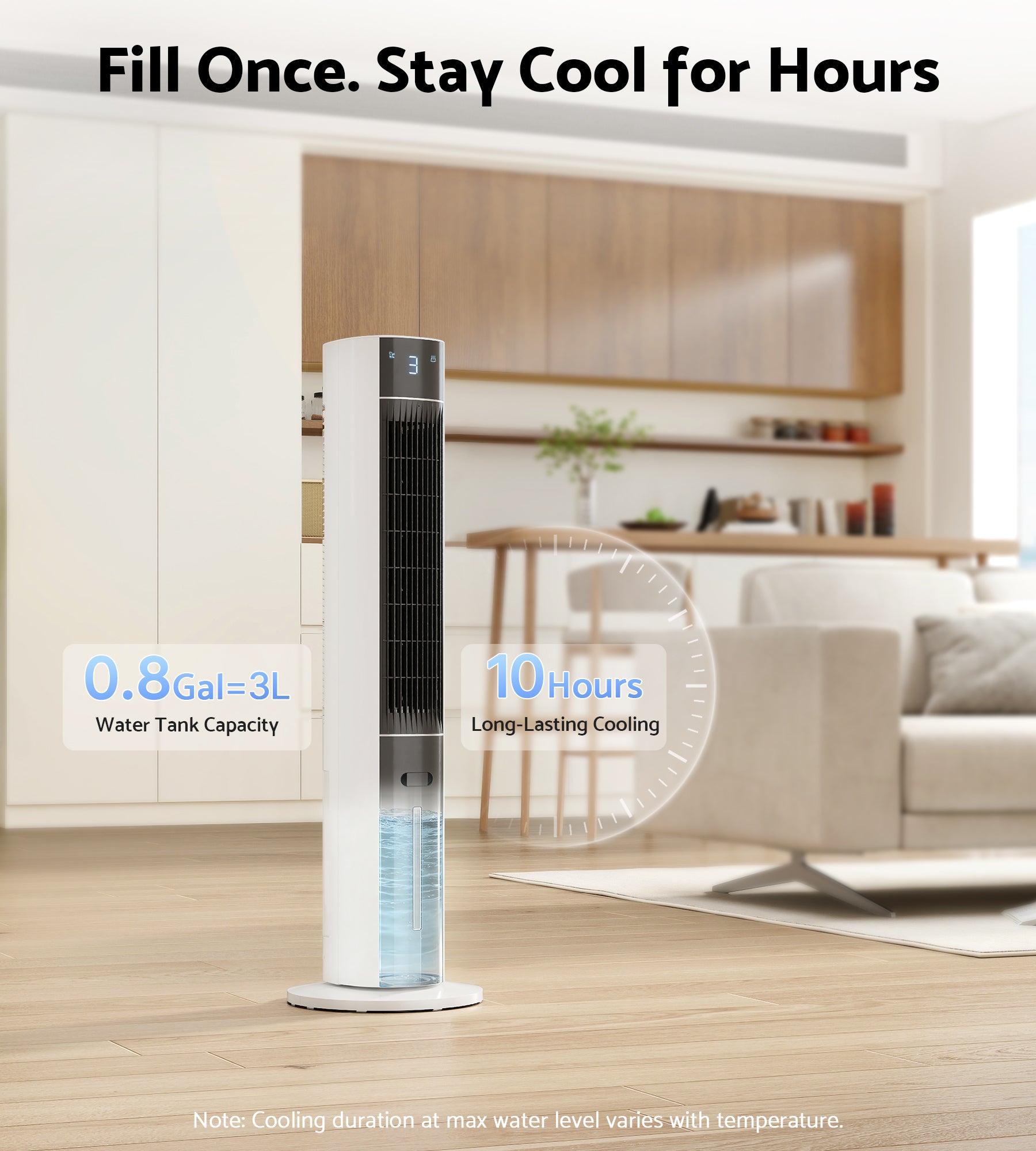 Flamemore Evaporative Air Cooler Fan with Remote & Ice Packs, Oscillating Tower Air Conditioner with Humidify, White&Black