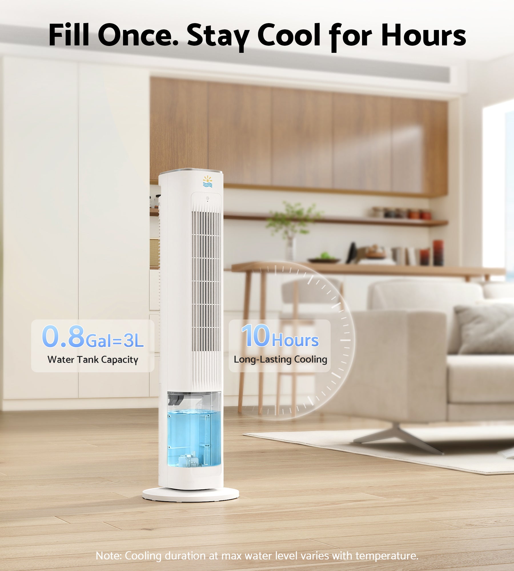 Flamemore Evaporative Air Cooler Fan with Remote & Ice Packs, Oscillating Tower Air Conditioner with Humidify, White&Gray