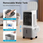 Flamemore Upgraded 1800CFM Evaporative Air Cooler Fan Humidifier with 6.6 gal Tank & 4 Ice Packs, Portable Swamp Cooler for Indoor/Outdoor