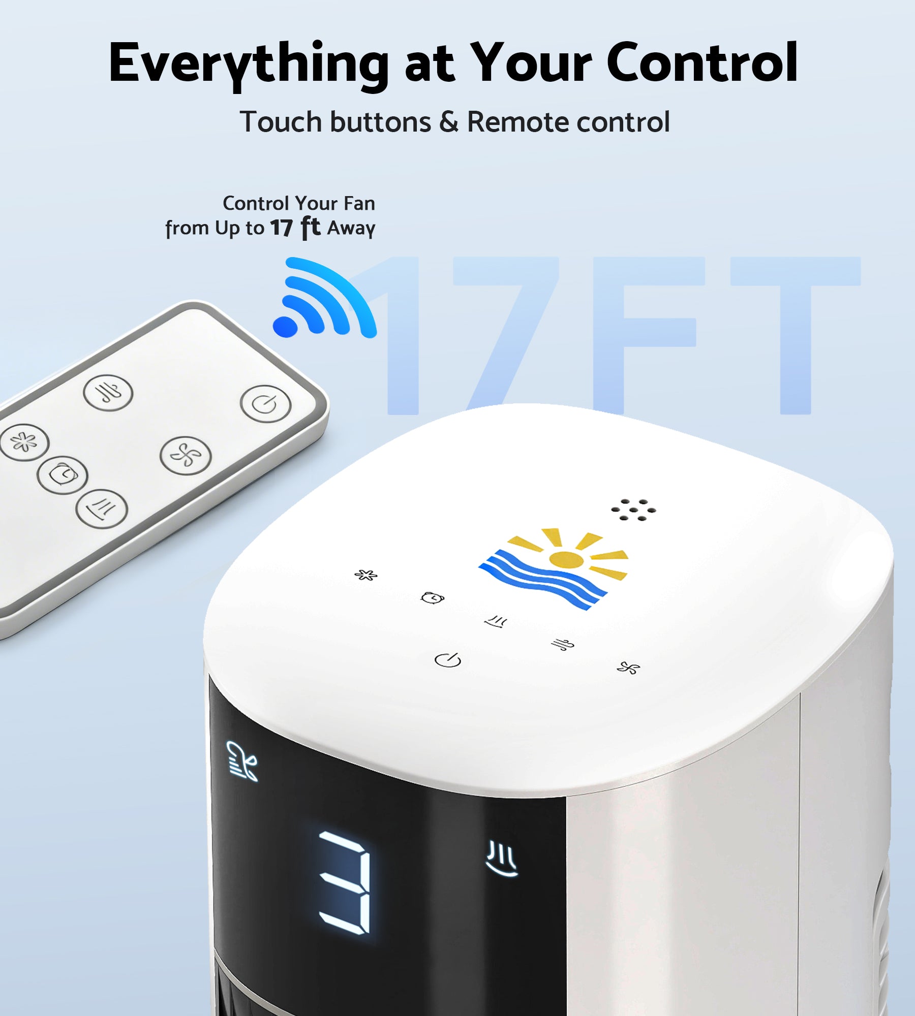 Flamemore Evaporative Air Cooler Fan with Remote & Ice Packs, Oscillating Tower Air Conditioner with Humidify, White&Black