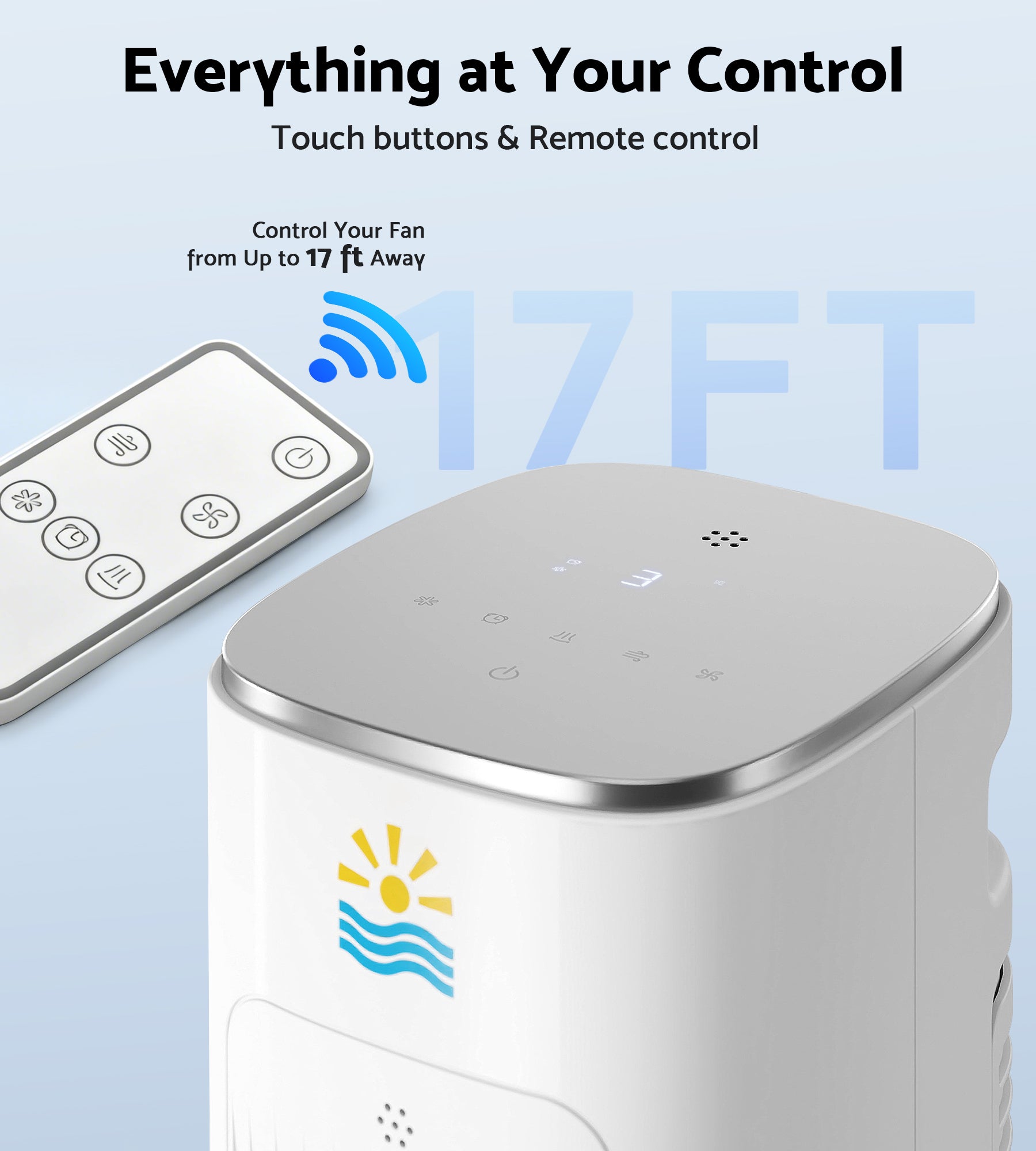Flamemore Evaporative Air Cooler Fan with Remote & Ice Packs, Oscillating Tower Air Conditioner with Humidify, White&Gray