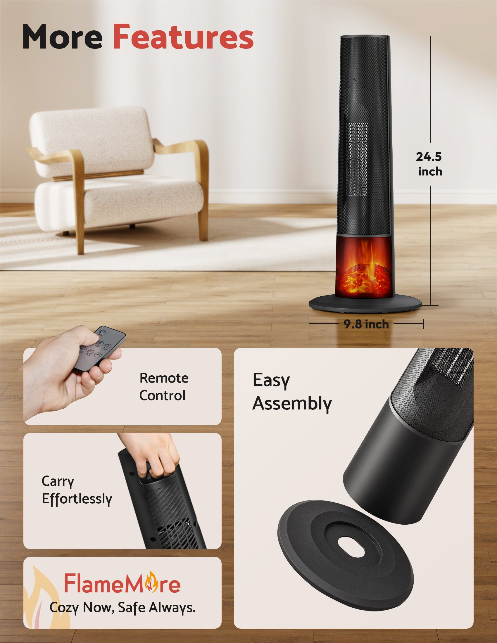 Flamemore Tower Heater with Cone Flame #EAE-03 (CE0234)