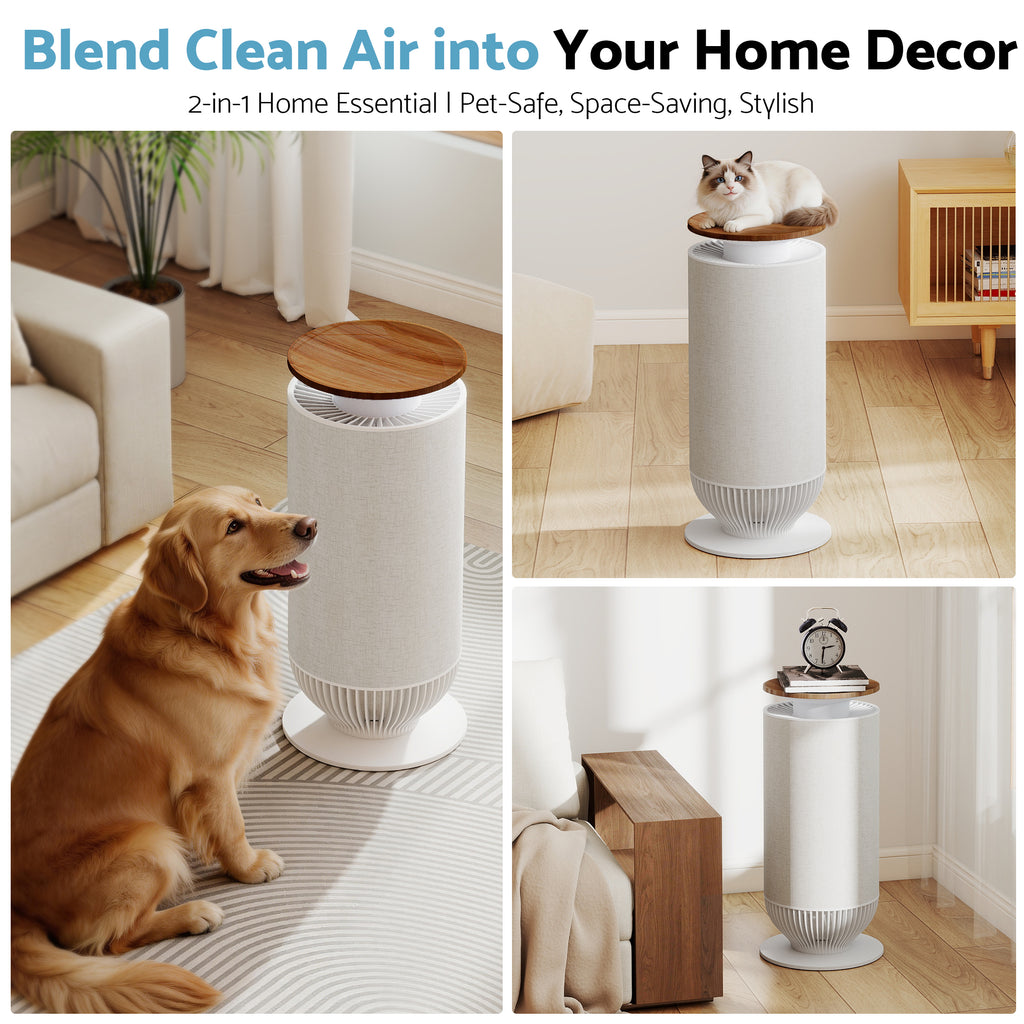 Flamemore HEPA Air Purifier for Home Large Room, Dual H11 and H13 HEPA Filtration, Air Cleaner with 360° Air Intake, WiFi PM2.5 Monitor, 275 CFM CADR, Magnetic Easy-Access Cover, Gray