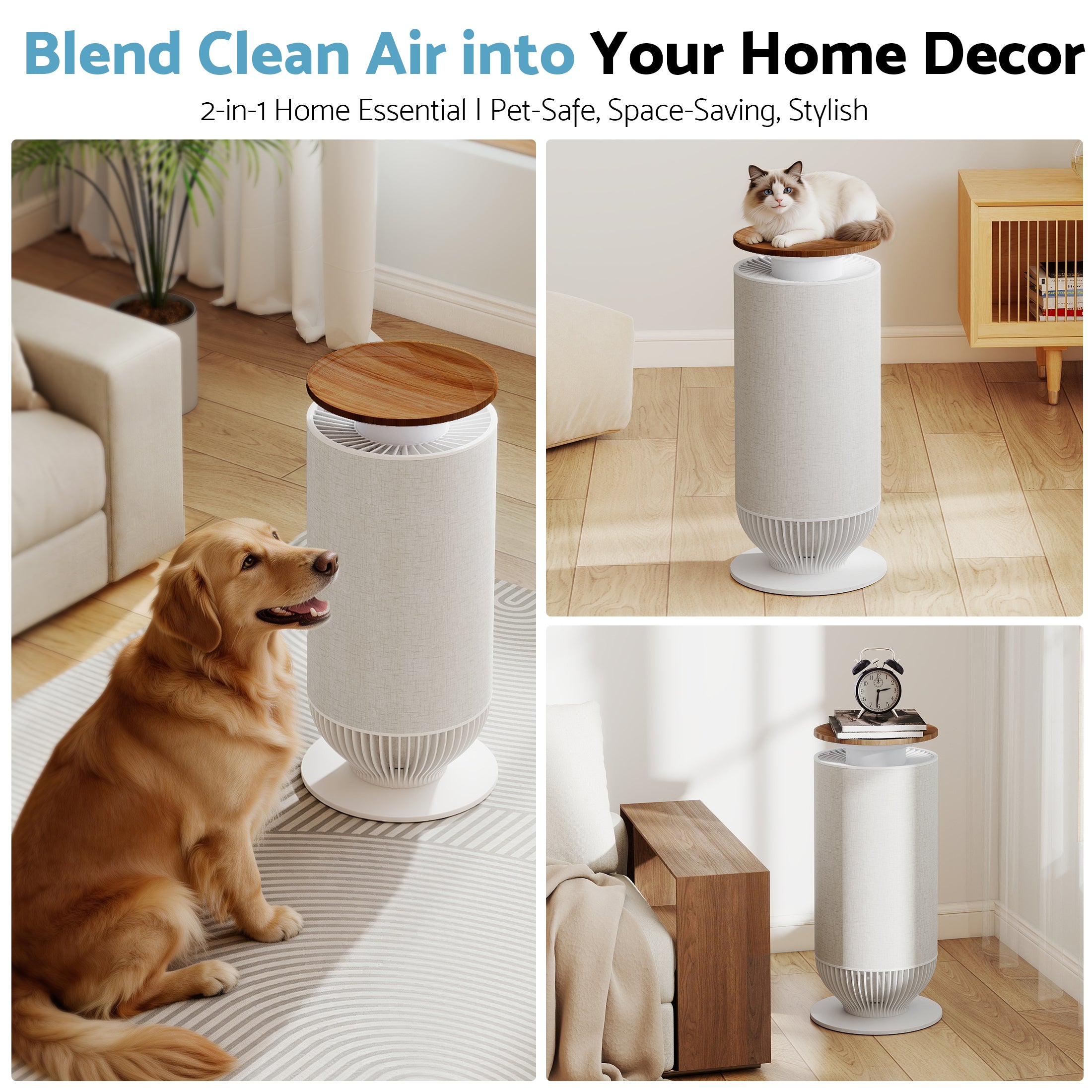 Flamemore HEPA Air Purifier for Home Large Room, Dual H11 and H13 HEPA Filtration, Air Cleaner with 360° Air Intake, WiFi PM2.5 Monitor, 275 CFM CADR, Magnetic Easy-Access Cover, Gray