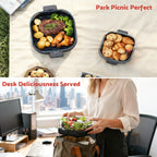 Flamemore Crispi Air Fryer with 4 Presets, Non Toxic Glass, Portable 4 QT & 6 Cup Glass Containers with Lids, Dishwasher Safe, Dark Gray