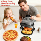 Flamemore Crispi Air Fryer with 4 Presets, Non Toxic Glass, Portable 4 QT & 6 Cup Glass Containers with Lids, Dishwasher Safe, Dark Gray