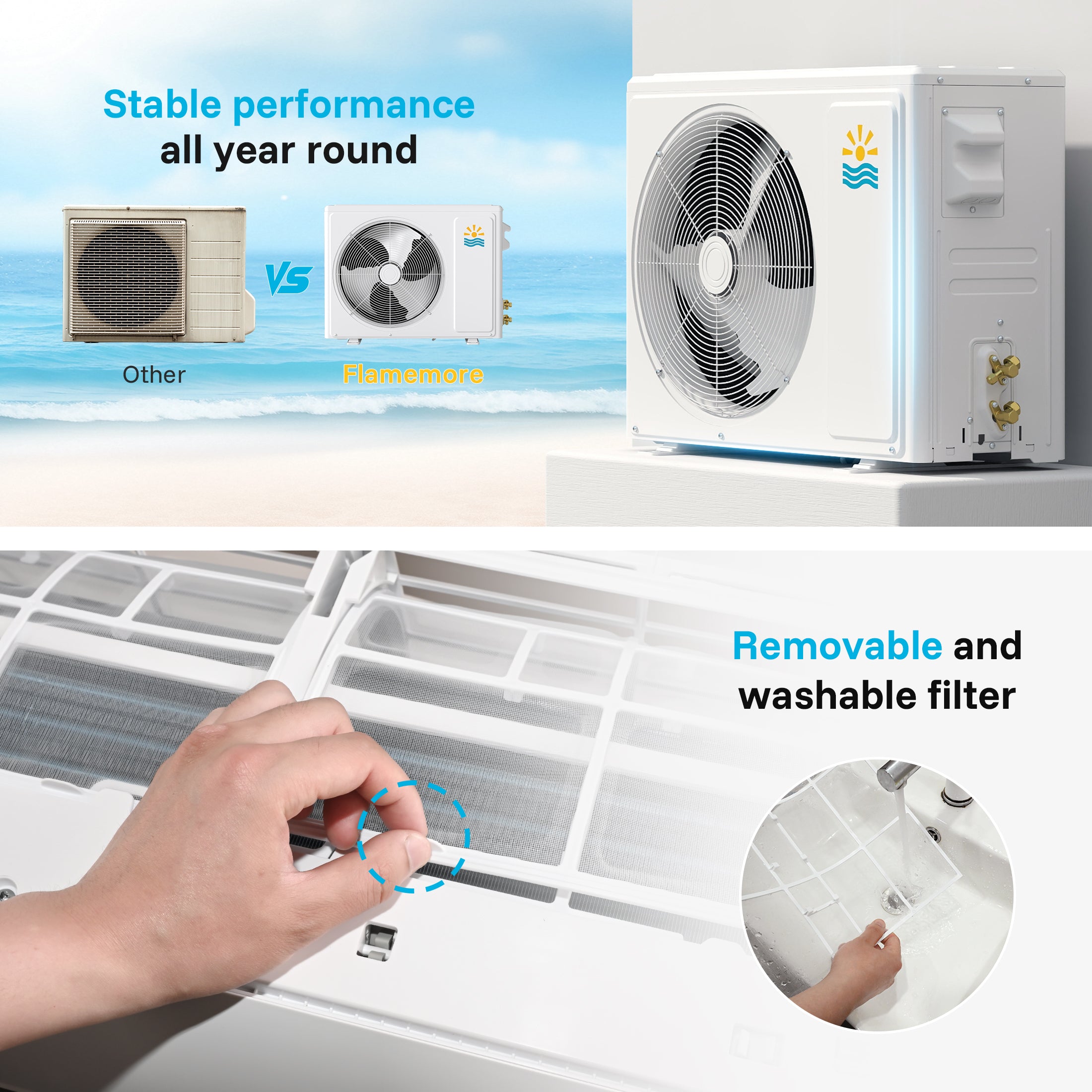 FlameMore 12000 BTU Mini Split AC #OAS-01_12K-115V