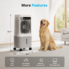 Flamemore Upgraded 1800CFM Evaporative Air Cooler Fan Humidifier with 6.6 gal Tank & 4 Ice Packs, Portable Swamp Cooler for Indoor/Outdoor