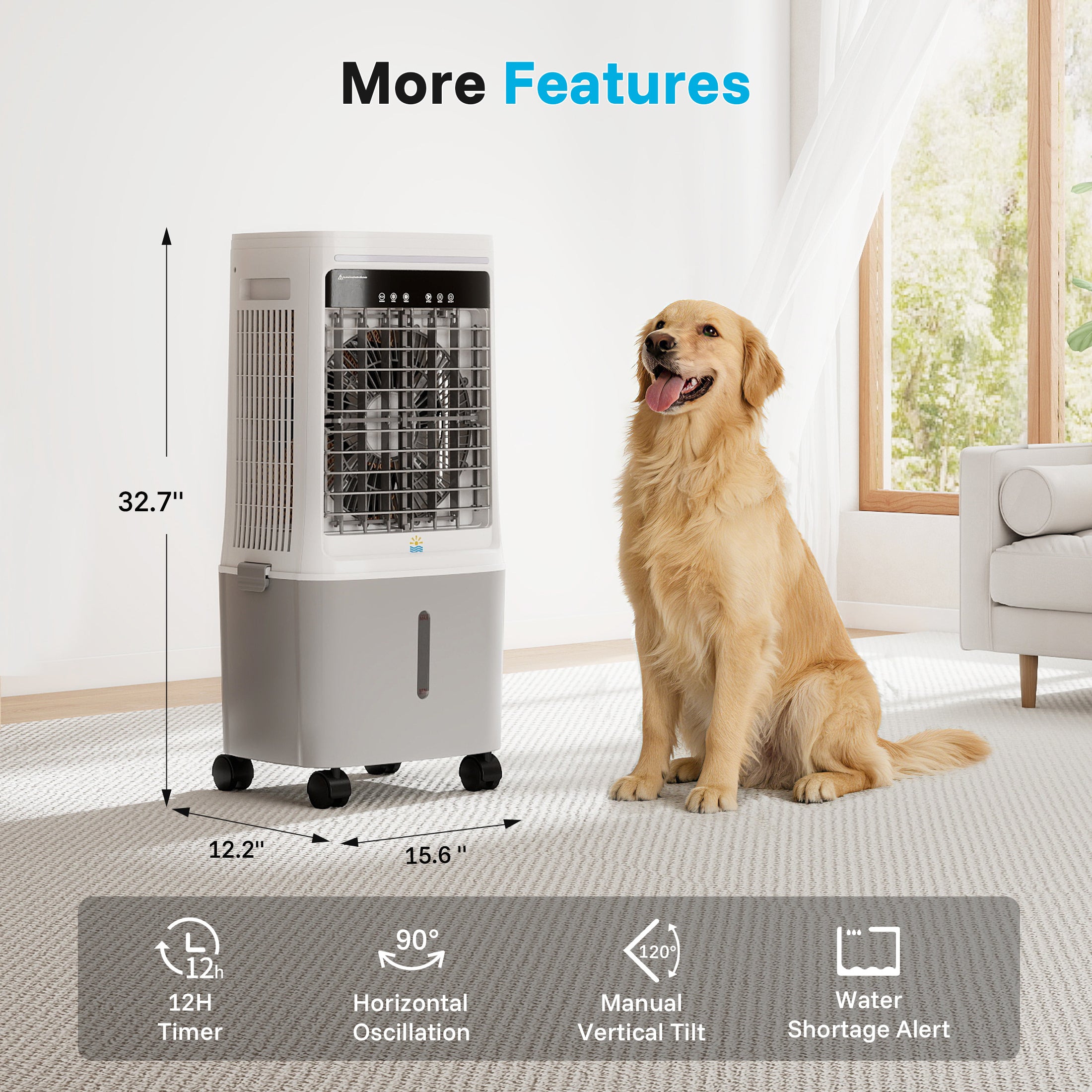 Flamemore Upgraded 1800CFM Evaporative Air Cooler Fan Humidifier with 6.6 gal Tank & 4 Ice Packs, Portable Swamp Cooler for Indoor/Outdoor