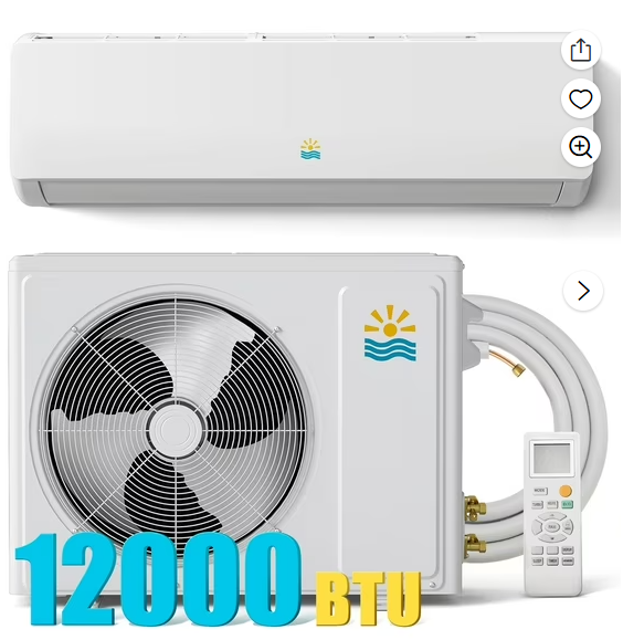 Flamemore Air Conditioner 12000 BTU Mini Split AC/Heating System, 600 Sq.ft Coverage, 19 SEER2, 115V